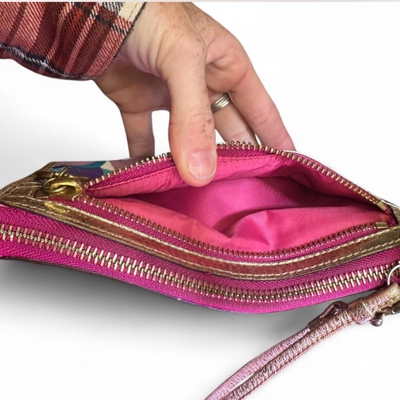 Vintage Coach Poppy Multicolor Wristlet 2009 Y2K Metallic Logo Bag - Picture 5 of 13